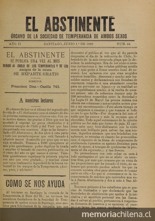El Abstinente Año II: nº24, 1 de junio de 1899