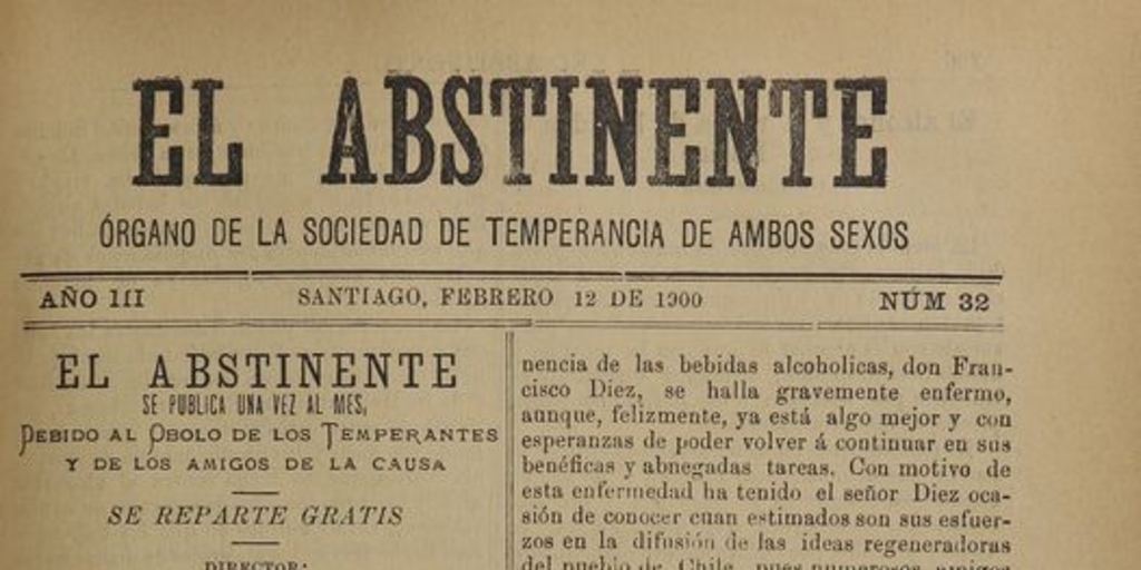 El Abstinente Año III: nº32, 12 de febrero de 1900