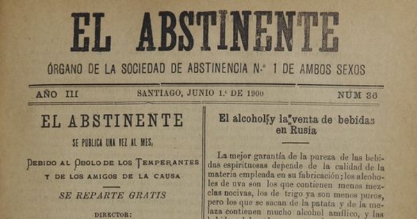 El Abstinente Año III: nº36, 1 de junio de 1900