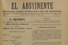 El Abstinente Año VI: nº69, 1 de junio de 1903