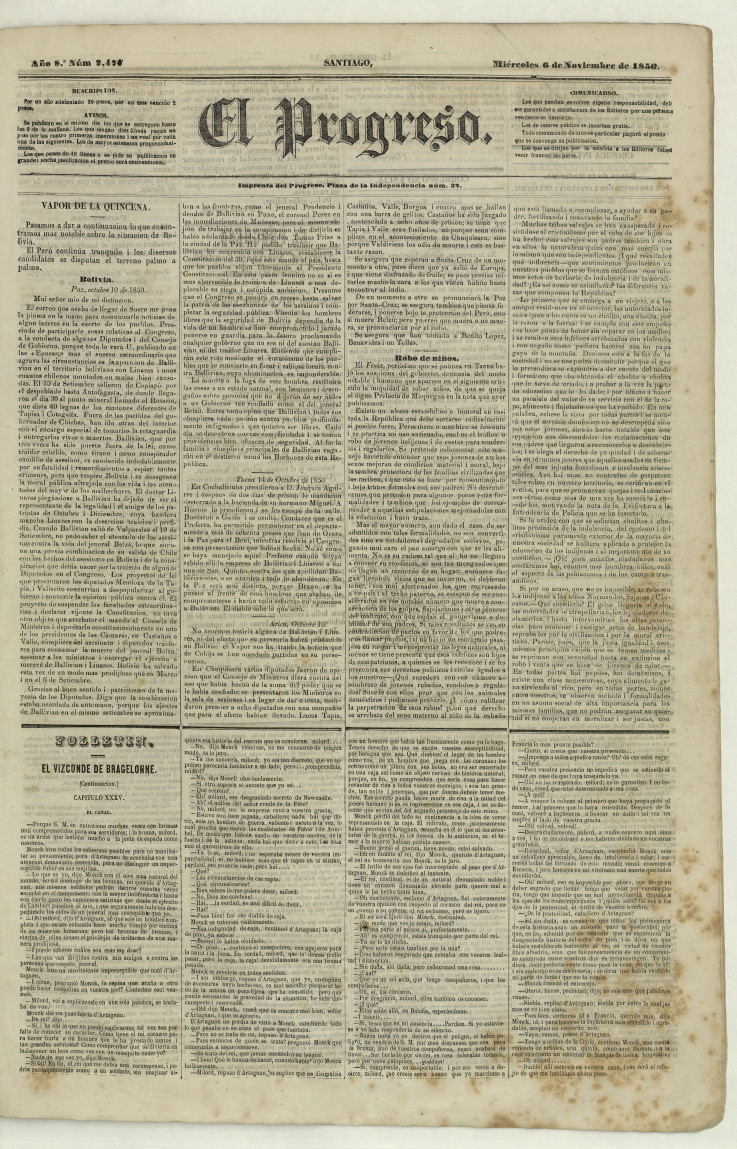 El Progreso. Año 8, número 2477, 6 noviembre 1850