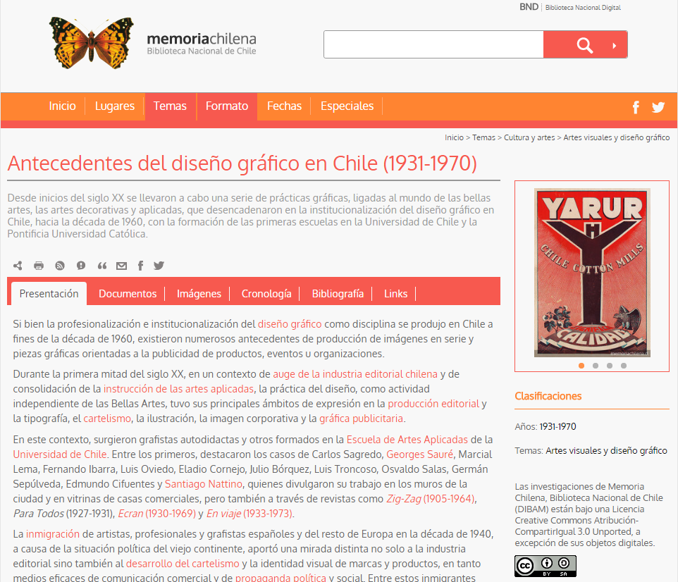 Minisitio: "Antecedentes del diseño gráfico en Chile (1931-1970)"