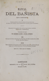 Manual del bañista. Santiago : Imp. de La República, 1876.