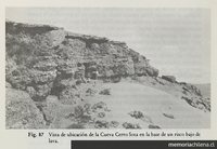Cerro Sota antes de la excavación.Viajes y arqueología en Chile austral. Ediciones de la Universidad de Magallanes, Punta Arenas. 1988.