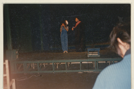 Ana Guiñez y Javier Deneken en función de A onde la viste, Teatro Huemul, Barrio Franklin