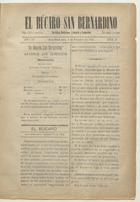El Búcaro San Bernardino, n° 20, 9 de febrero de 1902