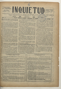 Inquietud, n° 1, octubre de 1926