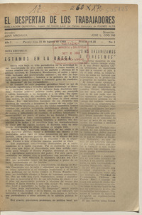 El Despertar de los Trabajadores, n° 1, 31 de agosto de 1940