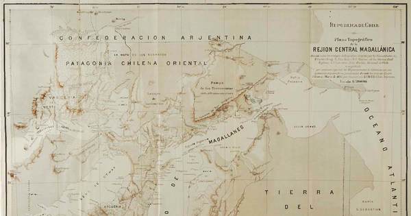 Plano topográfico de la región central magallánica