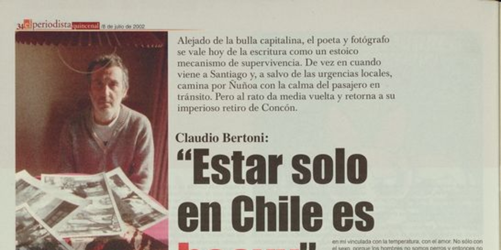 Claudio Bertoni: Estar sólo en Chile es heavy. (Entrevista)