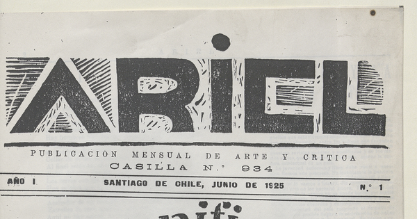 Ariel. Año 1, número 1, junio de 1925