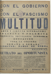 Multitud. Año 1, número 18, 6 de mayo de 1939