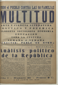 Multitud. Año 1, número 22, 3 de junio de 1939