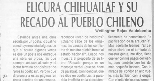 Elicura Chihuailaf y su recado al pueblo chileno