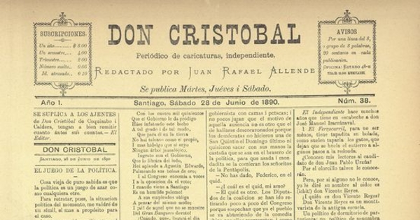 Don Cristóbal. Santiago, 28 de junio de 1890