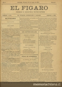 El Fígaro: periódico político-satírico. Santiago, 28 de junio de 1890