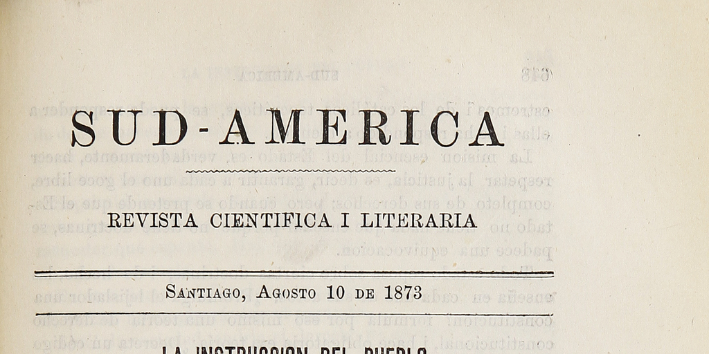 Sud-América. Tomo 1, [10 de agosto de 1873]
