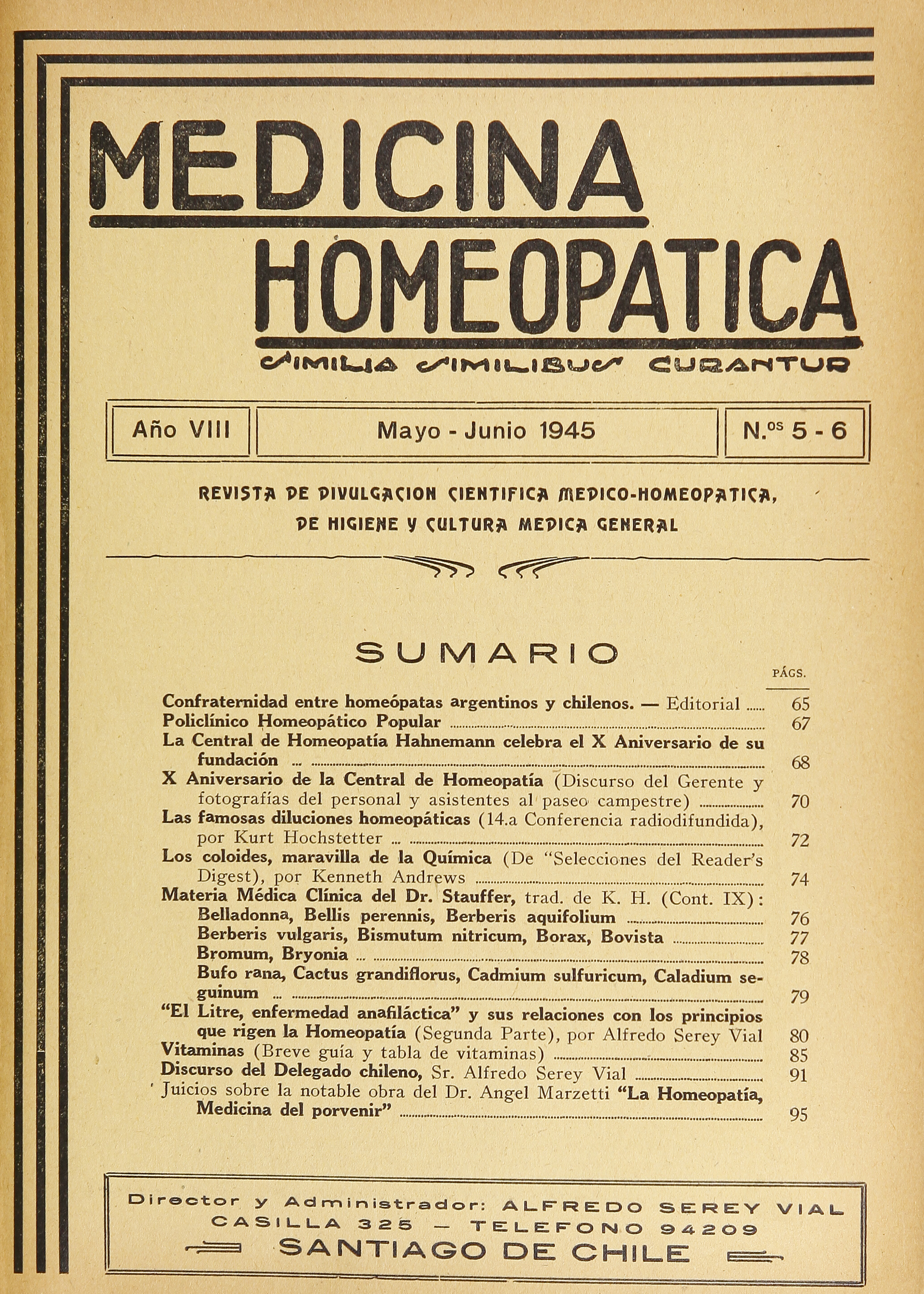 Medicina homeopática, números 5-6, mayo-junio de 1945