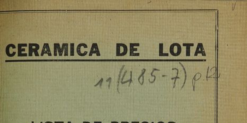 Cerámica de Lota: Lista de precios: artículos varios de porcelana. Valparaíso.