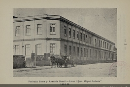 Pie de Foto: Fachada del Liceo de señoritas "José Miguel Infante" (Sama com Av. Brasil), 1913