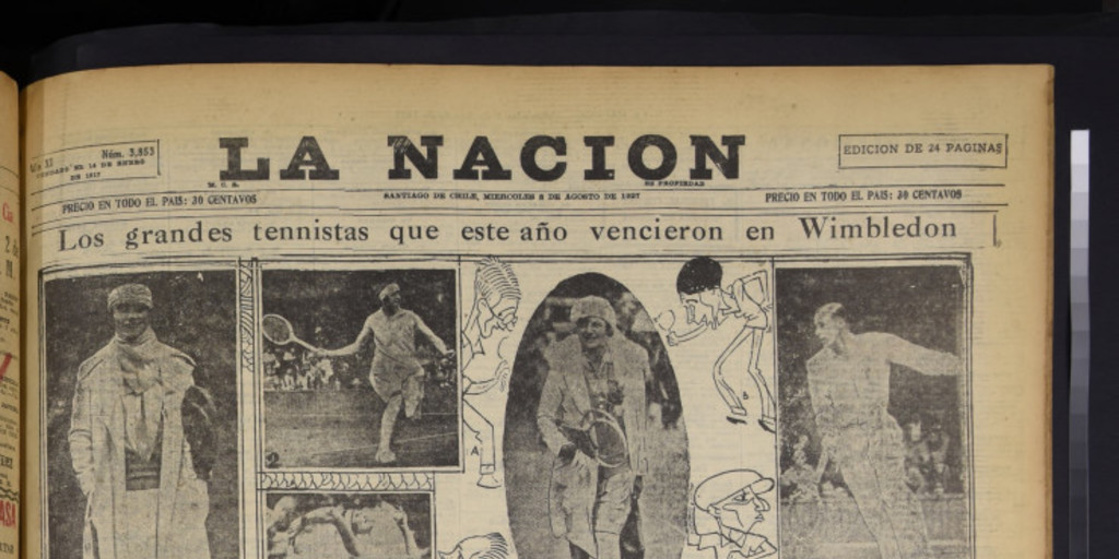 Portada de La Nación. Año XI, número 3853, 3 de agosto de 1927