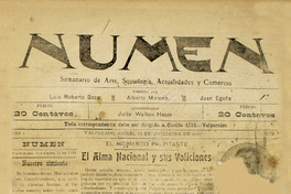 Numen. Año 1, número 1, 11 de noviembre de 1918