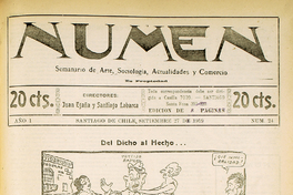 Numen. Año 1, número 24, 27 de septiembre de 1919