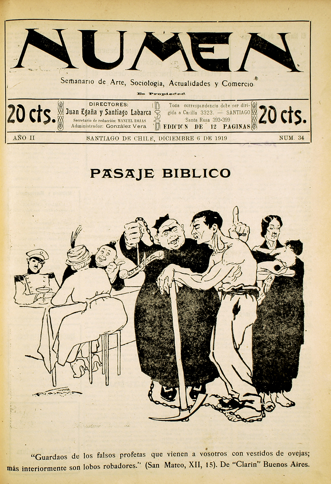 Numen. Año 2, número 34, 6 de diciembre de 1919