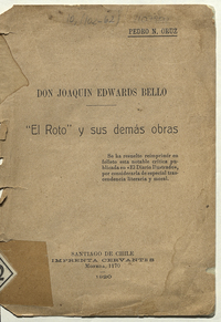 Don Joaquín Edwards Bello: “El roto” y sus demás obras (1920)