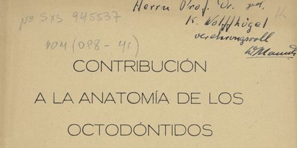 Contribución a la anatomía de los octodóntidos. Santiago: Museo Nacional de Historia Natural, 1940. 22 p.