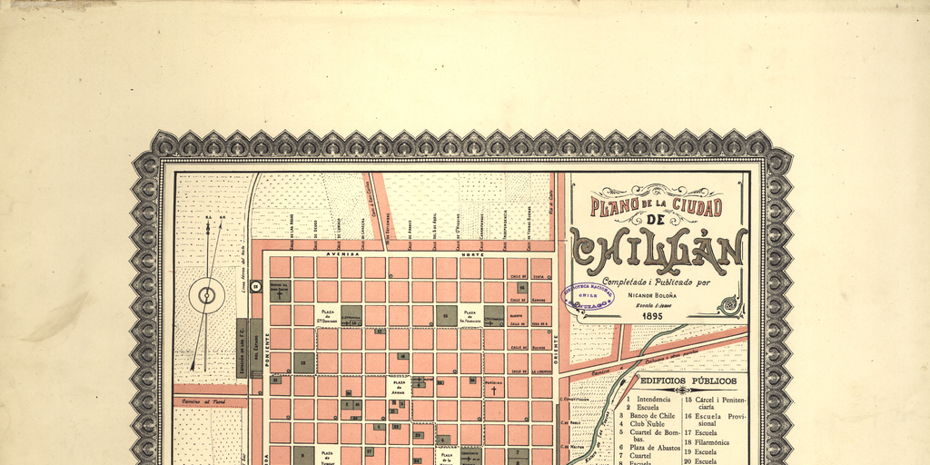 Plano de la ciudad de Chillán, 1895