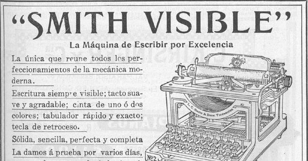Aviso publicitario de máquina de escribir, 1912