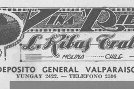 Aviso publicitario de la Viña Ribas, 1936