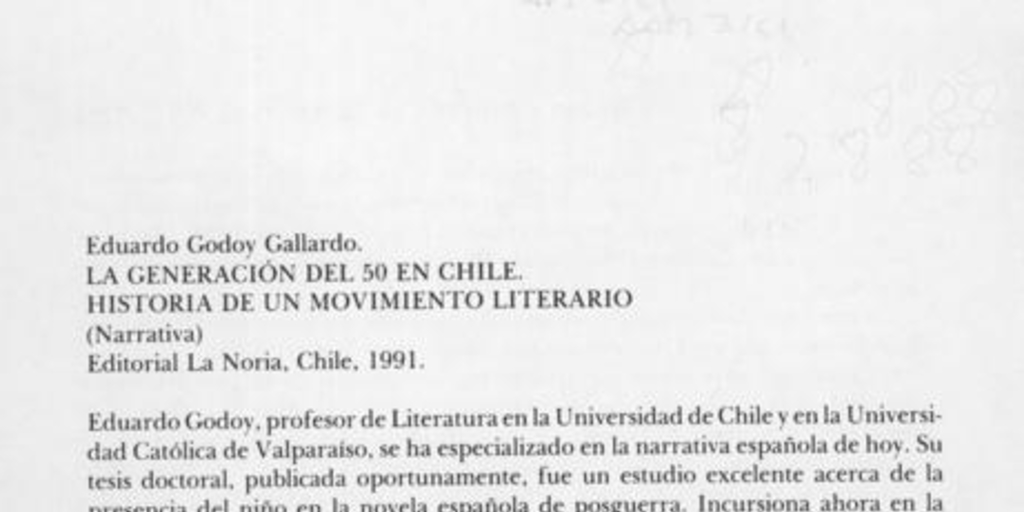 La generación del 50 en Chile : historia de un movimiento literario