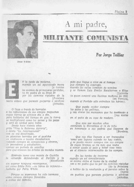 A mi padre, militante comunista - Memoria Chilena, Biblioteca Nacional de  Chile