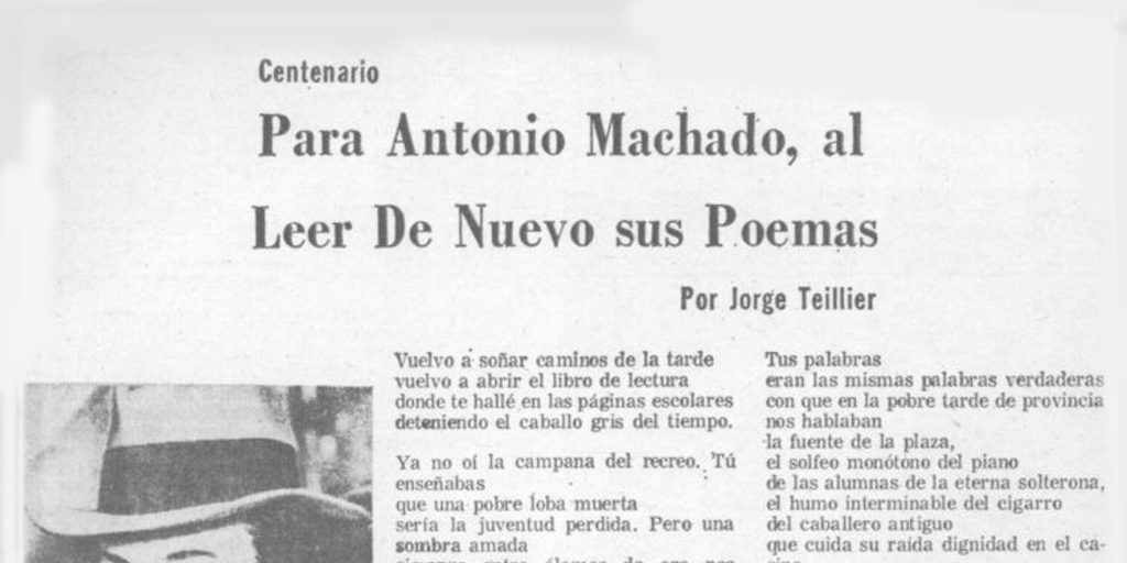 Para Antonio Machado : al leer de nuevo sus poemas