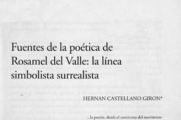Fuentes de la poética de Rosamel del Valle, la línea simbolista surrealista