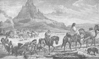 Saliendo del campamento del Mowaish, o Cerro de la Ventana, hacia 1870