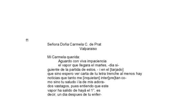 Montevideo, 11 de enero de 1879 : carta de Arturo Prat a Carmela Carvajal