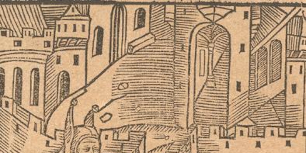 A la entrada de la ciudad, grabado del siglo XV