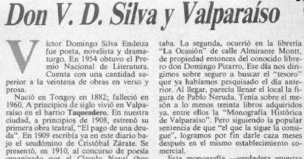 Don V. D. Silva y Valparaíso