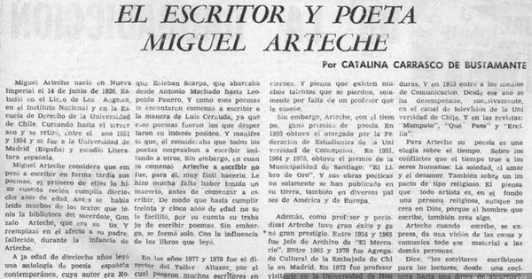 El escritor y poeta Miguel Arteche