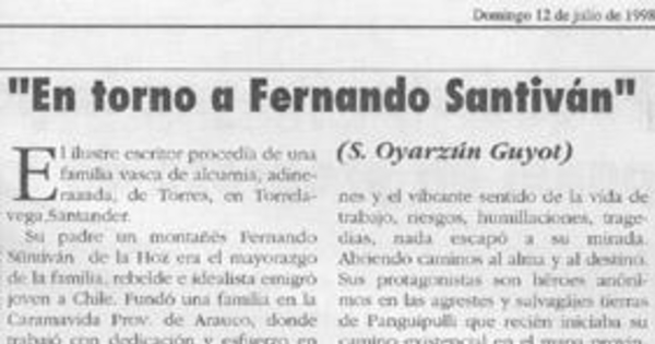 En torno a Fernando Santiván
