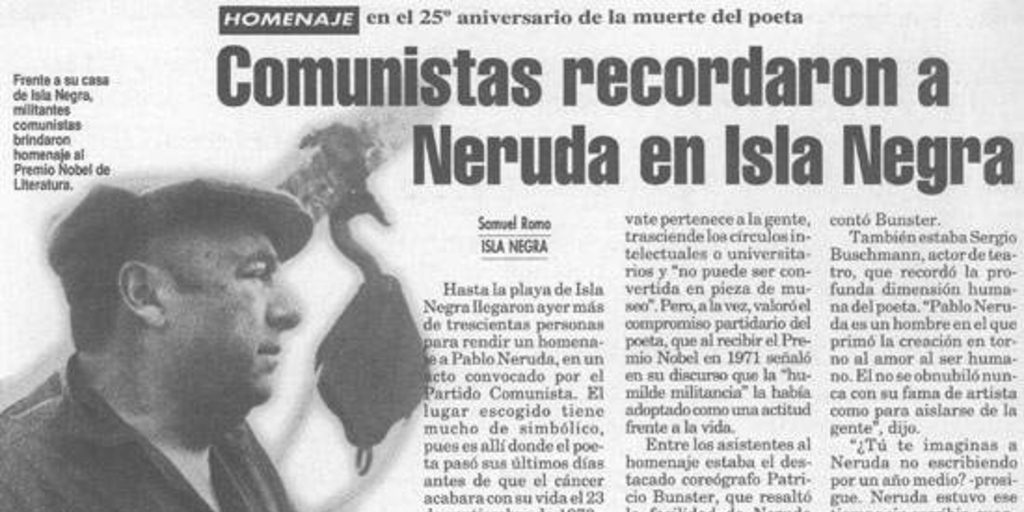 Comunistas recordaron a Neruda en Isla Negra