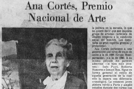 Ana Cortés, Premio Nacional de Arte