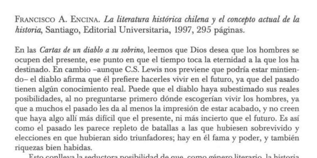 Francisco A. Enciona : la literatura histórica chilena y el concepto actual de la historia