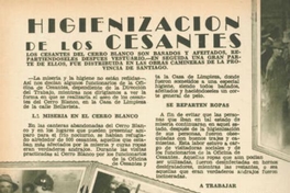 Higienización de los cesantes : los cesantes del Cerro Blanco son bañados y afeitados