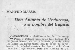 Don Antonio de Undurraga, o el nombre del trapecio