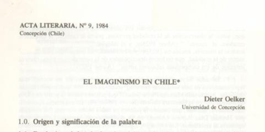 El imaginismo en Chile