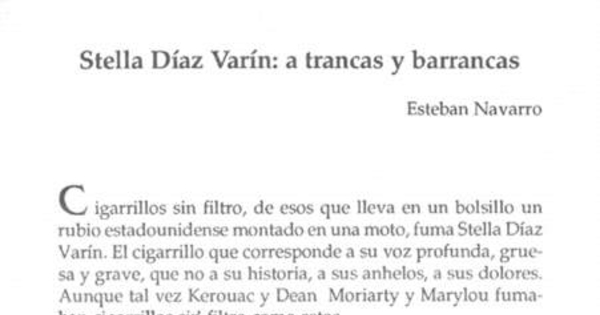 Stella Díaz Varín, a trancas y barrancas